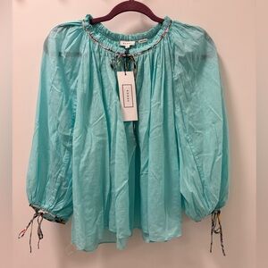 RHODE Jamie Top Aquamarine Blouse NWT
